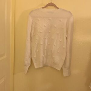 NWT Simplee Apparel Cream Textured Crew Neck Sweater